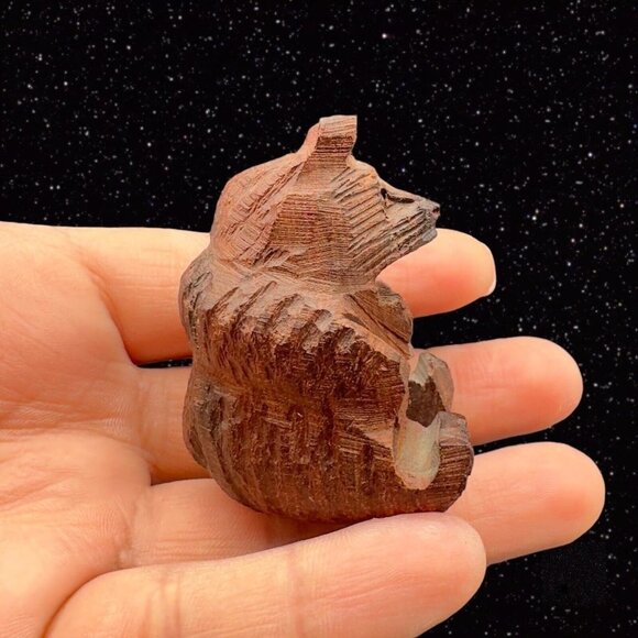 Primitive Hand Craved Mama Bear and Baby Hand Made Wooden Figure 1”T 2”T - Picture 3 of 10